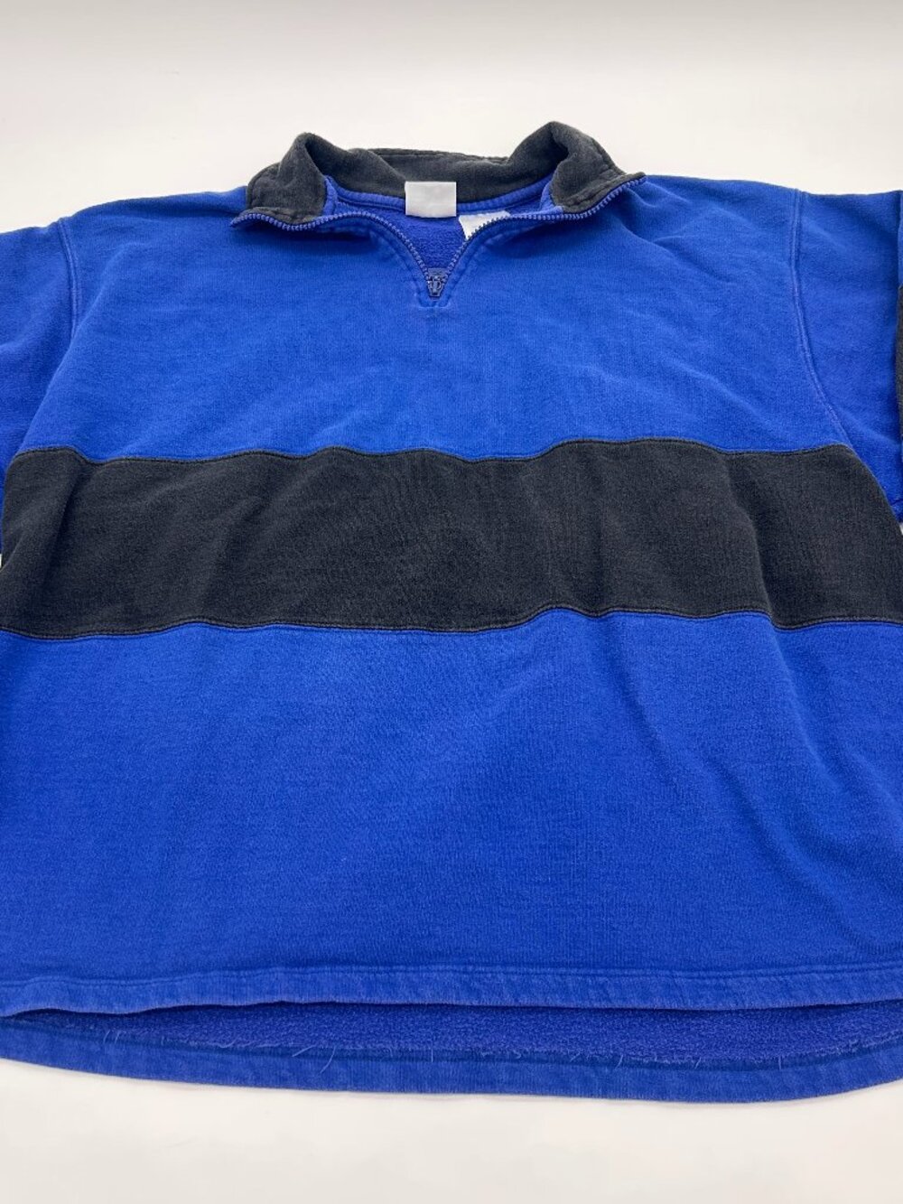 Vintage Jerzees Rugby Polo Shirt Size 2XL Striped 90s Preppy Quarterzip Blue